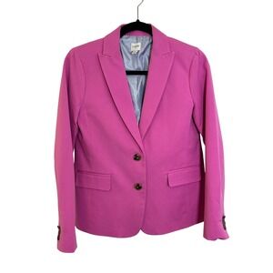 J. Crew Cotton Blend Two Button Blazer Size 2 Bright Flamingo Pink Preppy Office